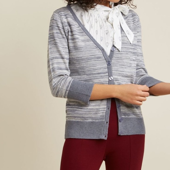 Modcloth Sweaters - ModCloth Charter School Cardigan in Marled Gray